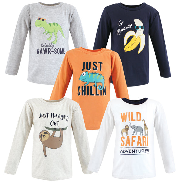 Hudson Baby Infant and Toddler Boy Long Sleeve T-Shirts, Cool Safari