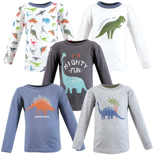 Hudson Baby Infant and Toddler Boy Long Sleeve T-Shirts, Dinosaur