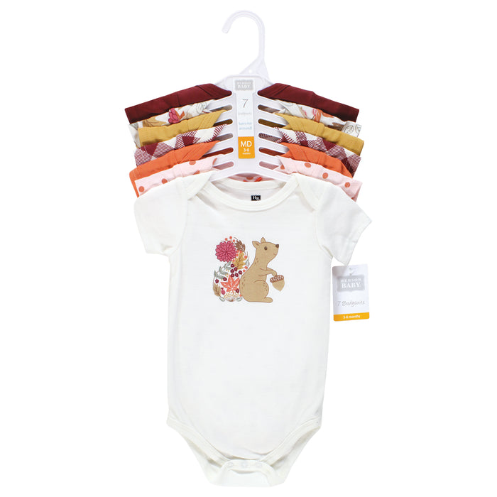 Hudson Baby Infant Girl Cotton Bodysuits, Fall Squirrel, 7-Pack