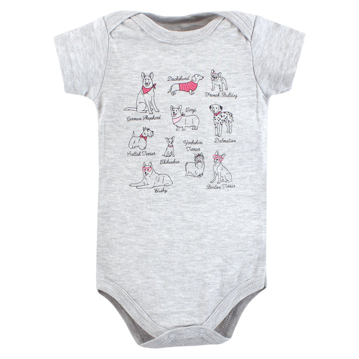 Hudson Baby Infant Girl Cotton Bodysuits, Girl Dogs, 7-Pack