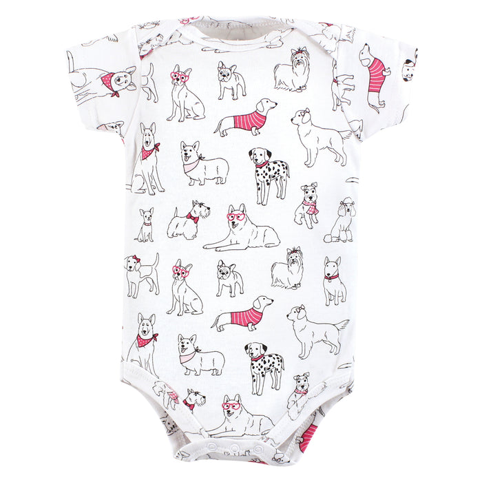 Hudson Baby Infant Girl Cotton Bodysuits, Girl Dogs, 7-Pack