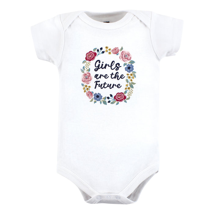 Hudson Baby Infant Girl Cotton Bodysuits, Girls World, 7-Pack