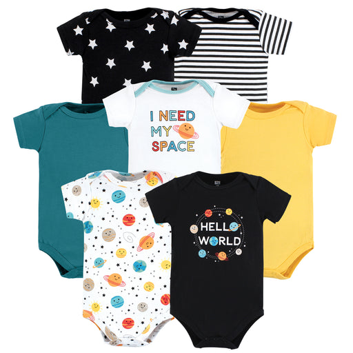 Hudson Baby Cotton Bodysuits, Happy Planets 7-Pack
