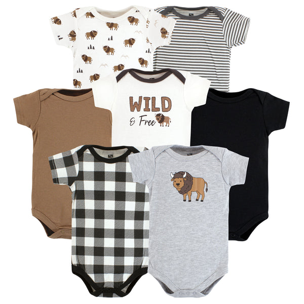 Hudson Baby 7-Pack Cotton Bodysuits, Wild Buffalo