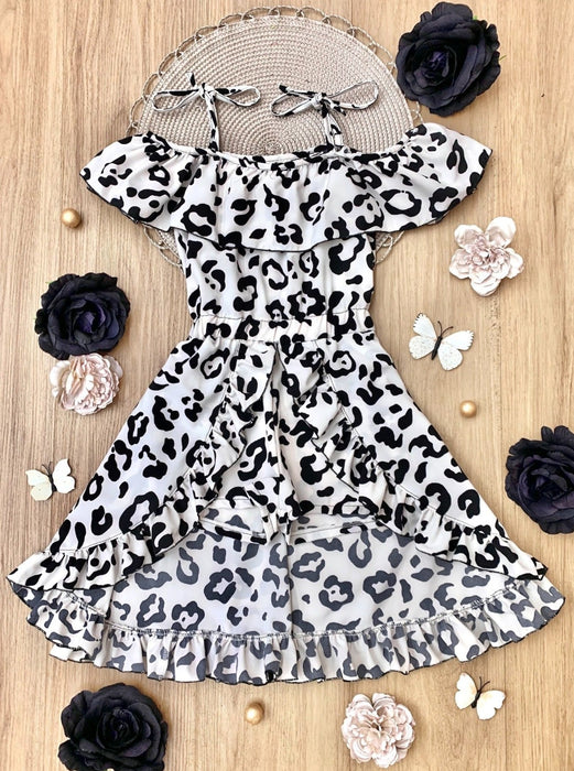 Mia Belle Girls Roaring For Spring Leopard Print Romper Dress