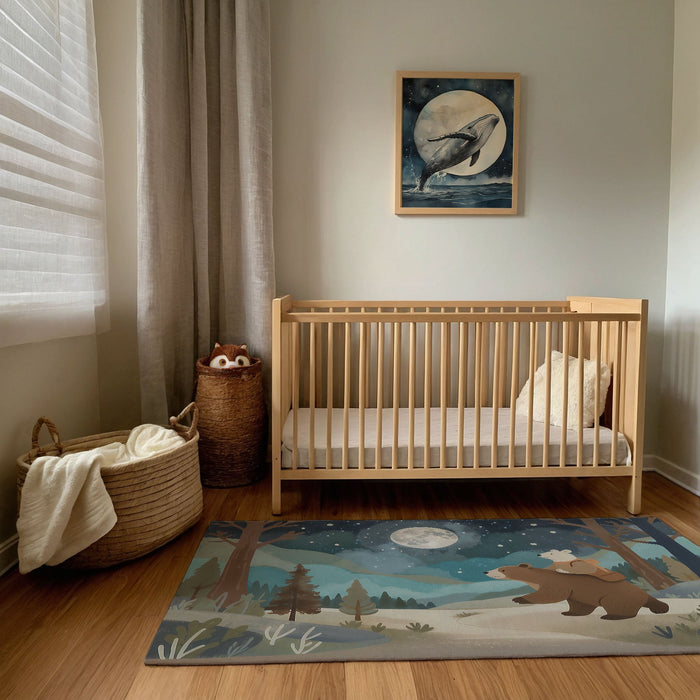 TeepeeJoy Bear Area Rug for Kids and Nursery Rooms - Wander Under Stars