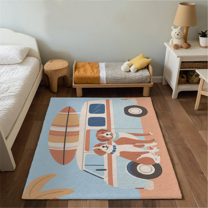 TeepeeJoy Kids and Nursery Dog Area Rug - Surf's Pup