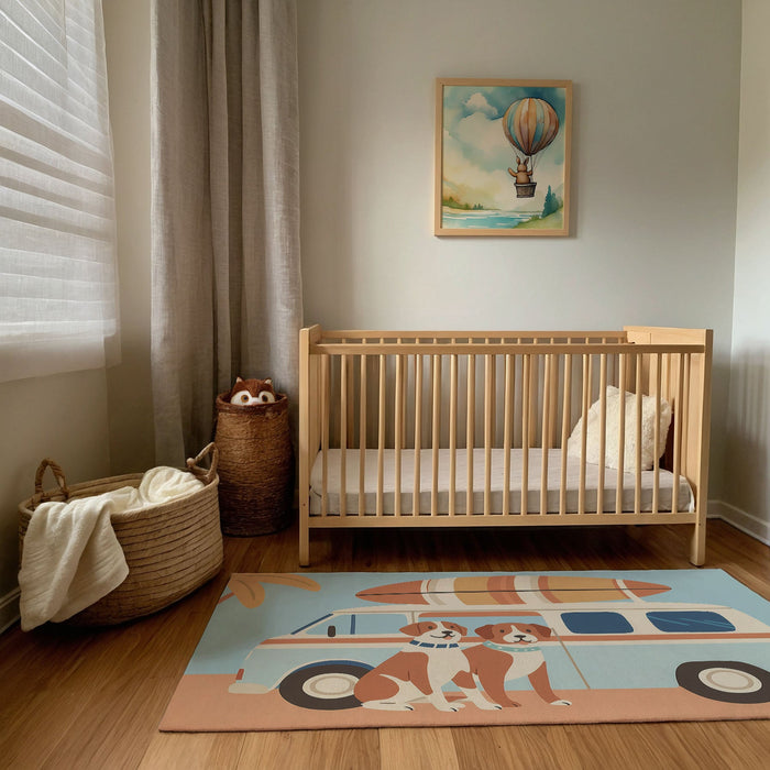 TeepeeJoy Kids and Nursery Dog Area Rug - Surf's Pup