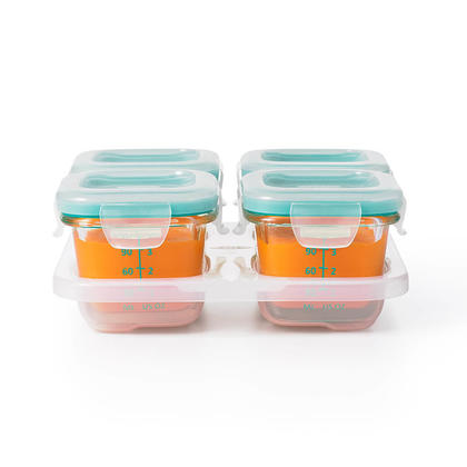 OXO Tot Glass Baby Blocks Food Storage Containers-Teal, 4 oz