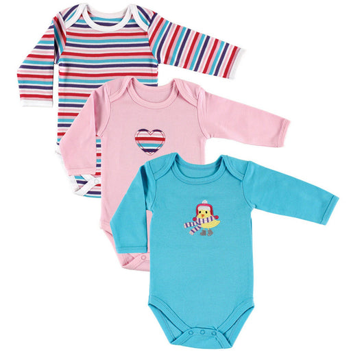 Hudson Baby Infant Girl Cotton Long-Sleeve Bodysuits 3-pack, Bird