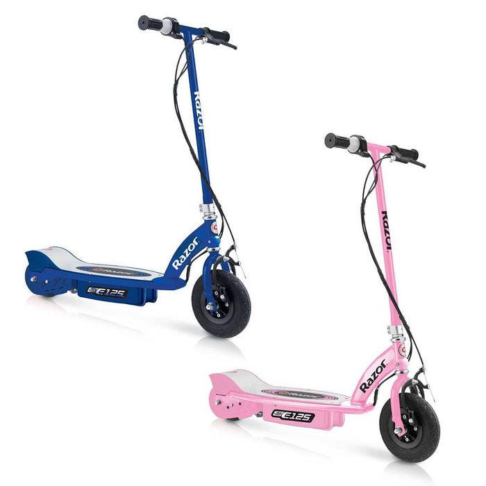 Razor E125 Motorized Rechargeable Kids Youth Electric Scooters, 1 Pink & 1 Blue