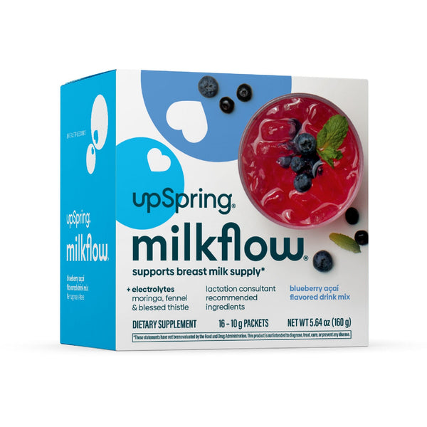 Upspring  Milkflow Drink Mix, Fenugreek-Free, Blueberry Acai (electrolytes), 16 CT