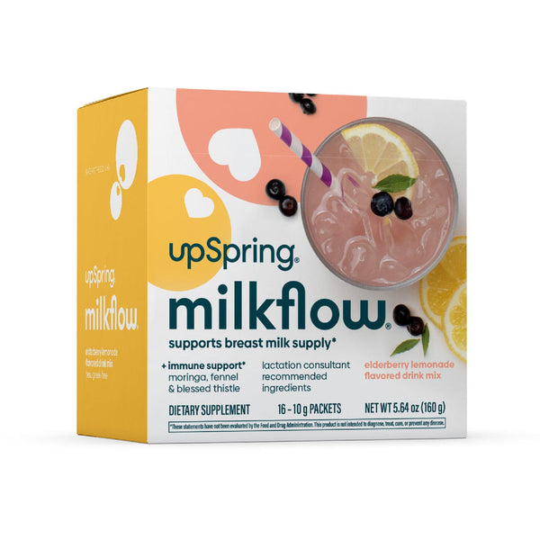 Upspring  Milkflow Drink Mix, Fenugreek-Free, Elderberry Lemonade (immunity), 16 CT