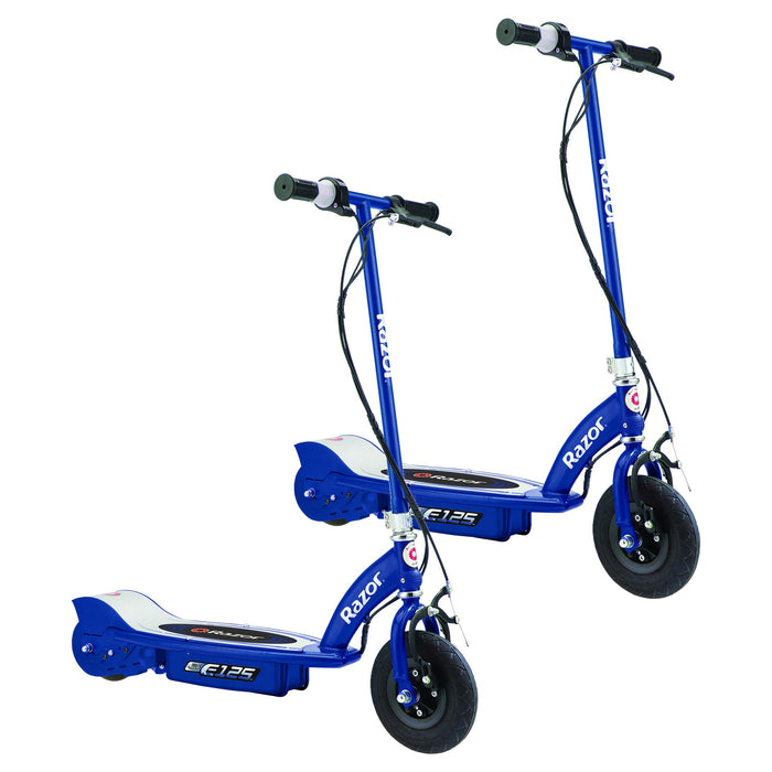 Razor E125 24V Motorized Battery Powered Electric Scooter Toy, Blue (2 Pack)