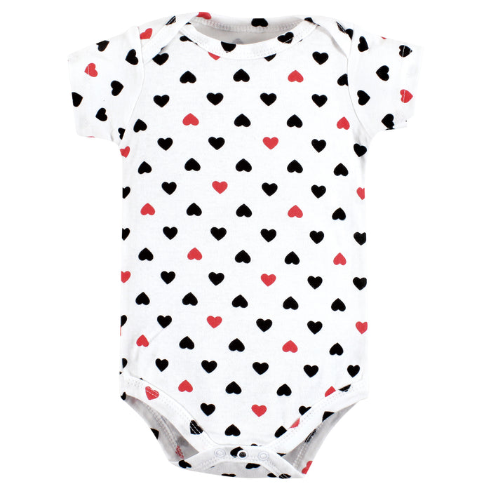 Hudson Baby Infant Girl Cotton Bodysuits, Girl Mommy Red Black 3 Pack