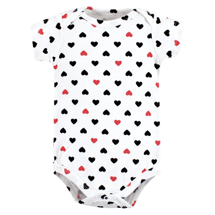 Hudson Baby Infant Girl Cotton Bodysuits, Girl Daddy Red Black 3 Pack