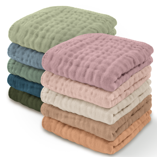 Comfy Cubs Muslin Cotton Baby Washcloths - Multicolor