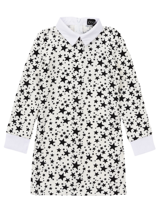 Mia Belle Girls White Stellar Star Collared Dress by Kids Couture