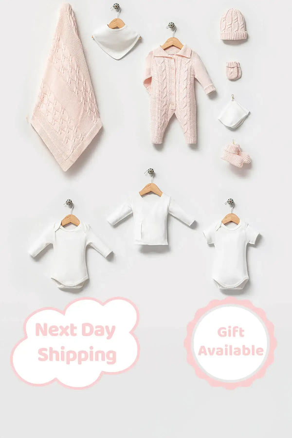 THA Dressing Axel Pink Newborn Girl Coming Home Outfit (10 Pcs)