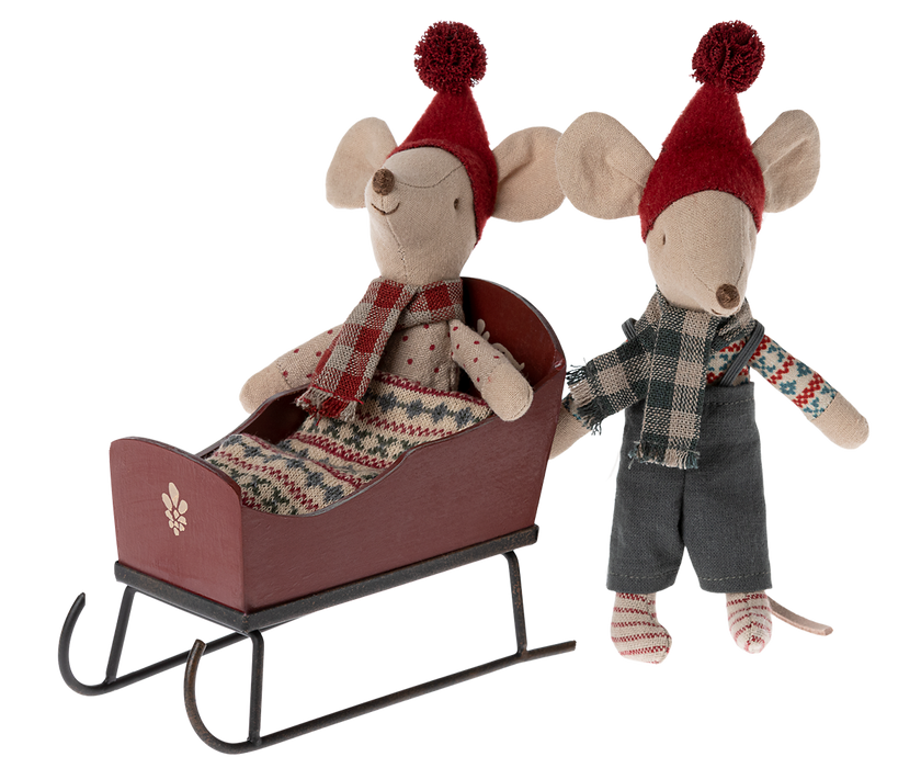 Maileg Sleigh, Mouse - Red