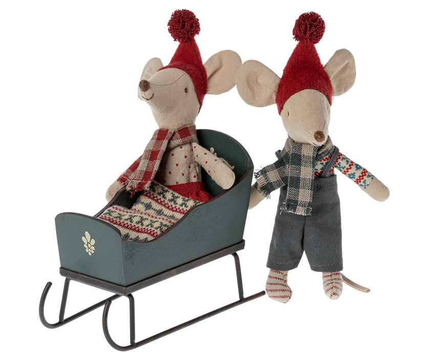 Maileg Sleigh, Mouse - Green