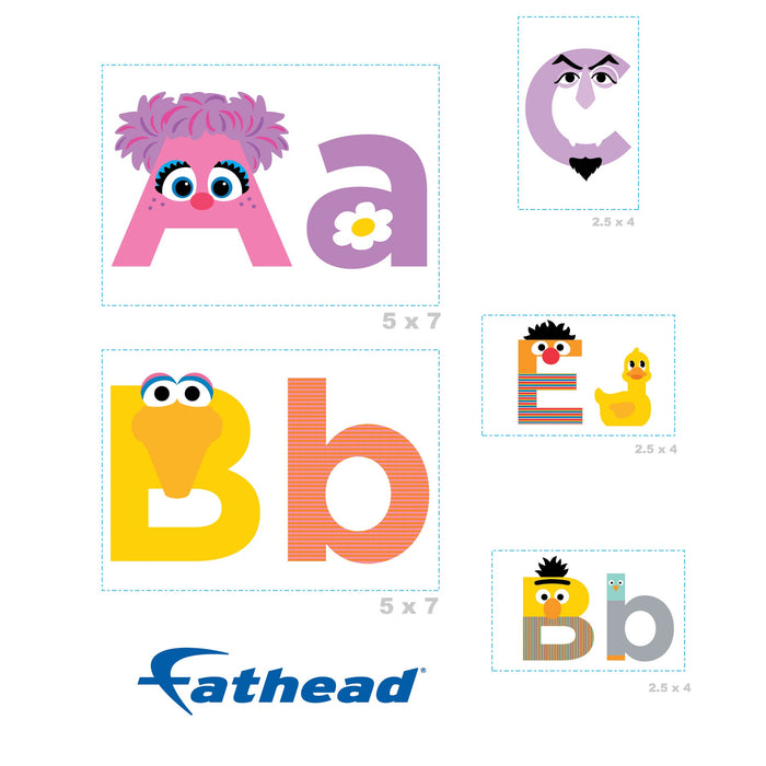 Fathead Alphabet Letters Typography Minis - Officially Licensed Sesame Street Removable Adhesive Decal