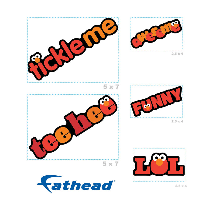 Fathead Elmo Tickle Me Typography Minis - Officially Licensed Sesame Street Removable Adhesive Decal