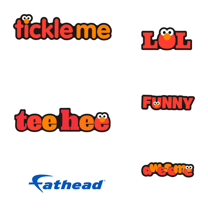 Fathead Elmo Tickle Me Typography Minis - Officially Licensed Sesame Street Removable Adhesive Decal