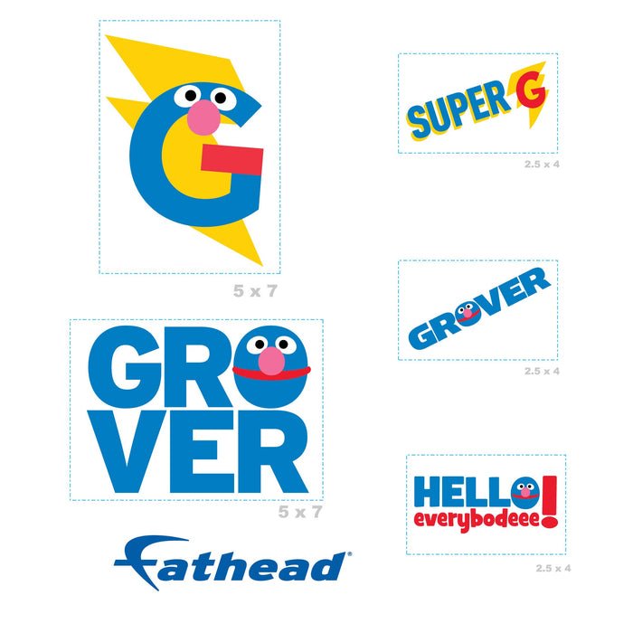 Fathead Grover Typography Minis - Officially Licensed Sesame Street Removable Adhesive Decal