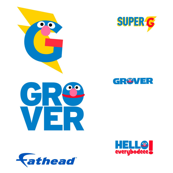 Fathead Grover Typography Minis - Officially Licensed Sesame Street Removable Adhesive Decal