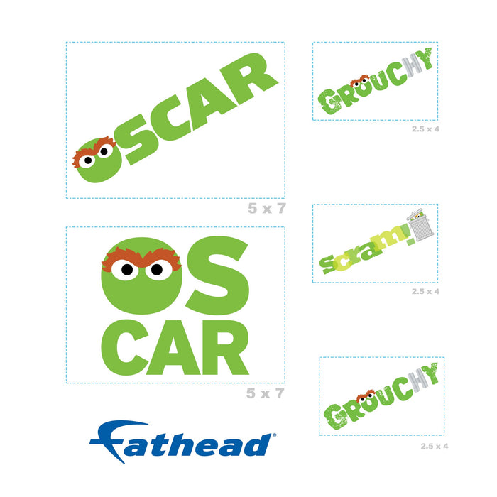 Fathead Oscar The Grouch Typography Minis - Officially Licensed Sesame Street Removable Adhesive Decal