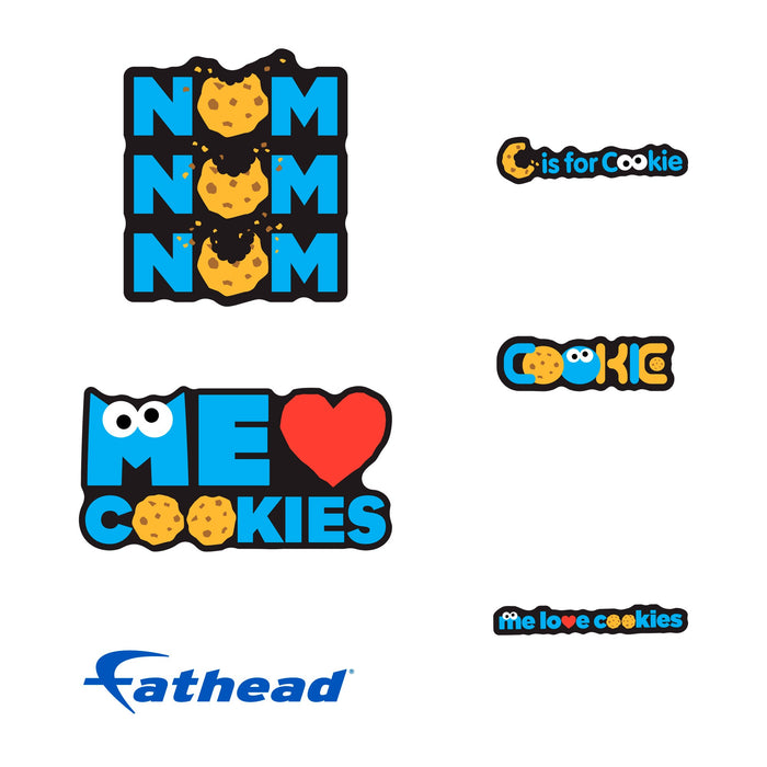 Fathead Cookie Monster We Love Cookies Typography Minis - Officially Licensed Sesame Street Removable Adhesive Decal