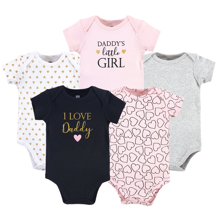 Hudson Baby Infant Girl Cotton Bodysuits, Girl Daddy 5 Pack