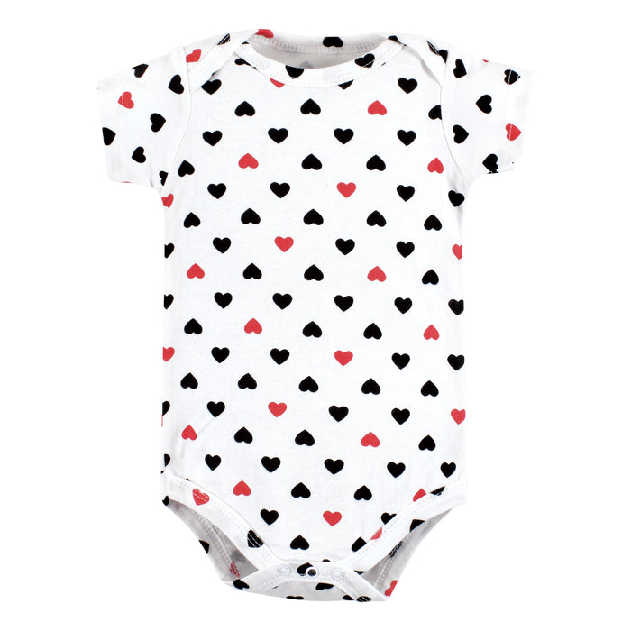 Hudson Baby Infant Girl Cotton Bodysuits, Girl Mommy Red Black 5 Pack