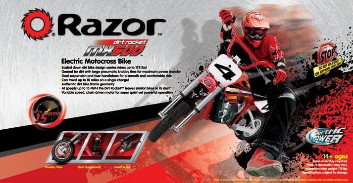 Razor MX500 Dirt Rocket 36V Electric Toy Motocross Dirt Bike, Red (2 Pack)