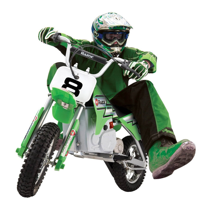 Razor MX400 Dirt Rocket Electric Motocross Motorcycle Bikes, 1 White & 1 Green