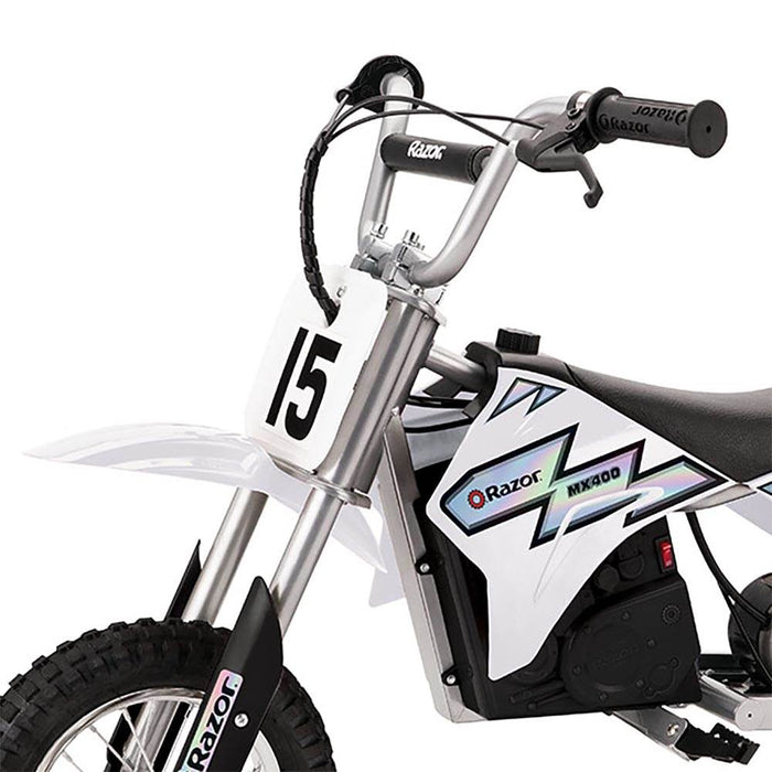 Razor MX400 Dirt Rocket Electric Motocross Motorcycle Bikes, 1 White & 1 Green