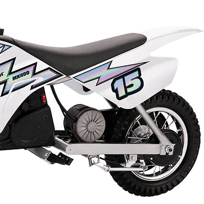 Razor MX400 Dirt Rocket Electric Motocross Motorcycle Bikes, 1 White & 1 Green