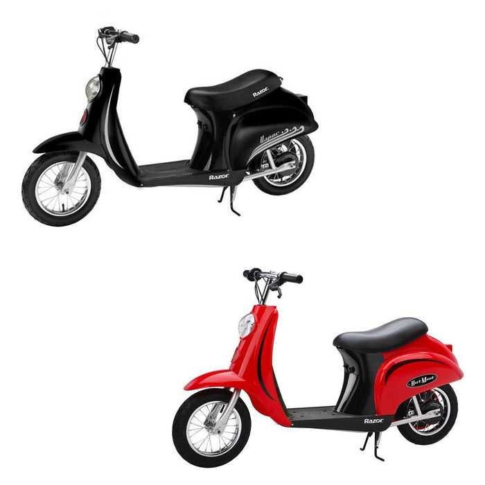 Razor Pocket Mod Miniature Euro 24 Volt Electric Retro Scooters, 1 Red & 1 Black