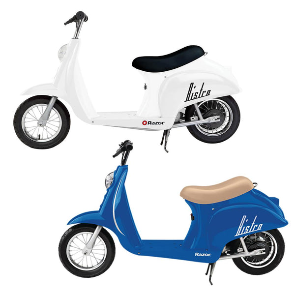 Razor Pocket Mod Euro 24V 250W Electric Motor Scooter (2-Pack), White & Blue