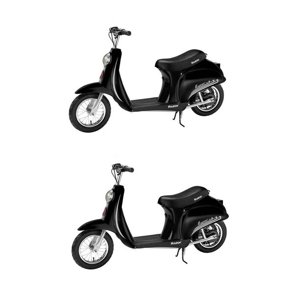 Razor Pocket Mod Miniature Euro 24V 250W Electric Retro Scooter, Black (2 Pack)