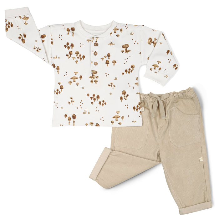 Makemake Organics Organic Tee and Corduroy Pant Set - Oat