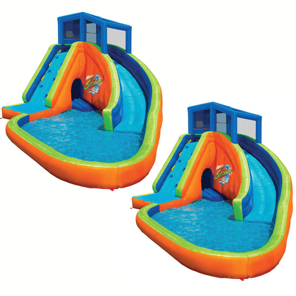 Banzai Falls Inflatable Water Park Kiddie Pool with Slides & Cannons (2 Pack)