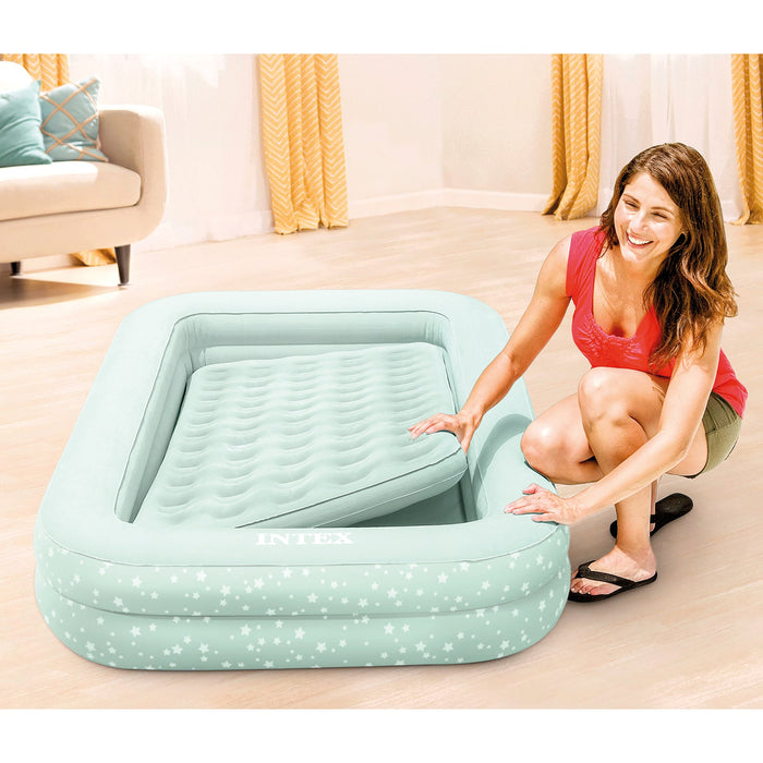 Intex Kids Travel Inflatable Air Mattress with Raised Sides & Hand Pump (2 Pack)
