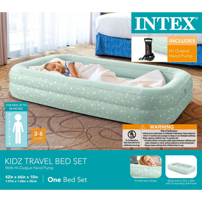 INTEX Kids Travel Inflatable Air Mattress with Raised Sides & Hand Pump (3 Pack)