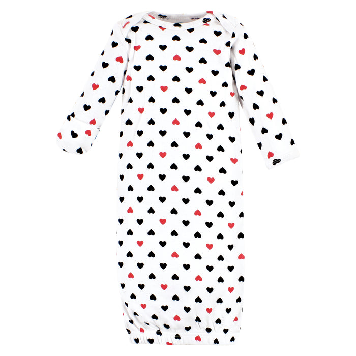 Hudson Baby Infant Girl Cotton Gowns, Girl Daddy Red Black, 3-Pack