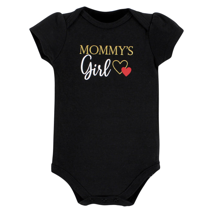 Hudson Baby Infant Girl Cotton Bodysuit and Pant Set, Girl Mommy Red Black
