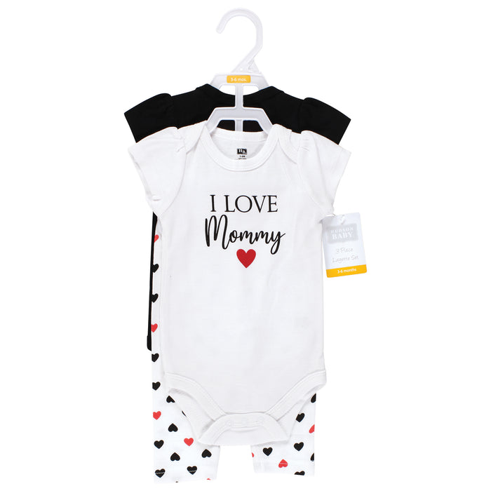 Hudson Baby Infant Girl Cotton Bodysuit and Pant Set, Girl Mommy Red Black