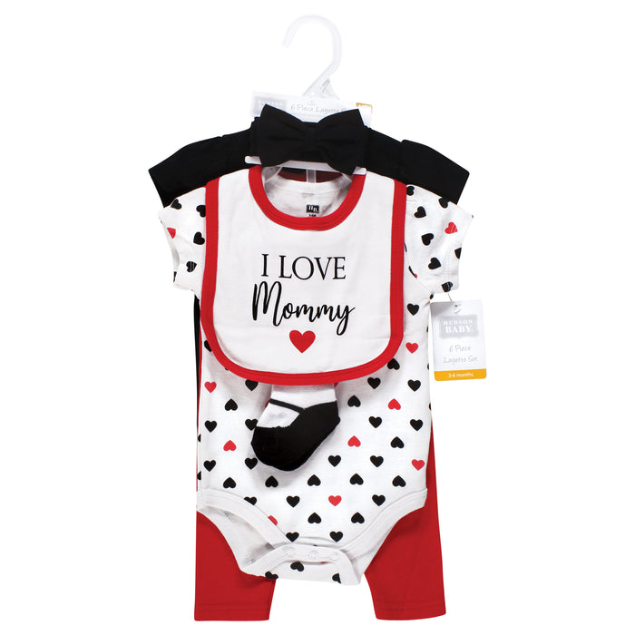 Hudson Baby Infant Girl Cotton Layette Set, Girl Mommy Red Black