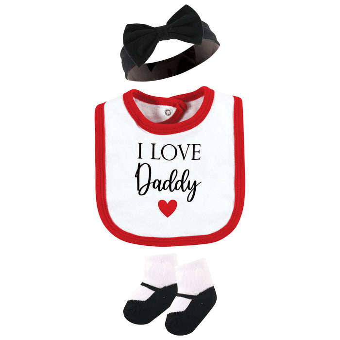 Hudson Baby Infant Girl Cotton Layette Set, Girl Daddy Red Black